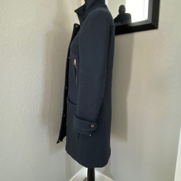 ZARA Trafaluc Navy Blue Wool Parka Coat Jacket XS - Picture 9 of 14